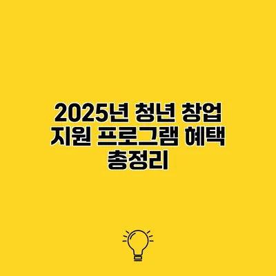 2025년 청년 창업 지원 프로그램 혜택 총정리