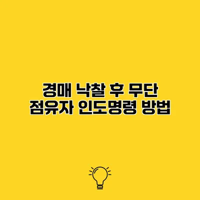 경매 낙찰 후 무단 점유자 인도명령 방법