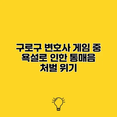 구로구 변호사 게임 중 욕설로 인한 통매음 처벌 위기