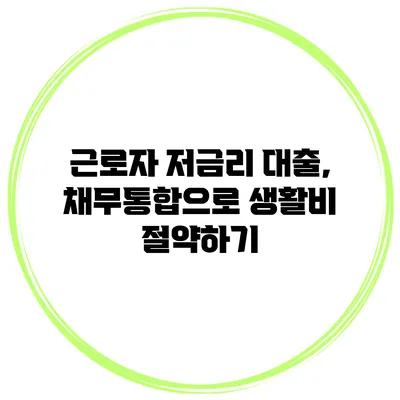 근로자 저금리 대출, 채무통합으로 생활비 절약하기