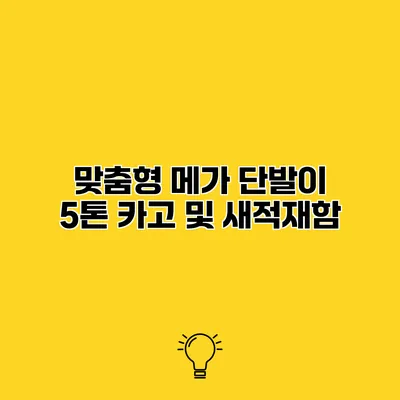 맞춤형 메가 단발이 5톤 카고 및 새적재함