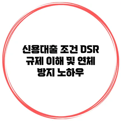 신용대출 조건 DSR 규제 이해 및 연체 방지 노하우