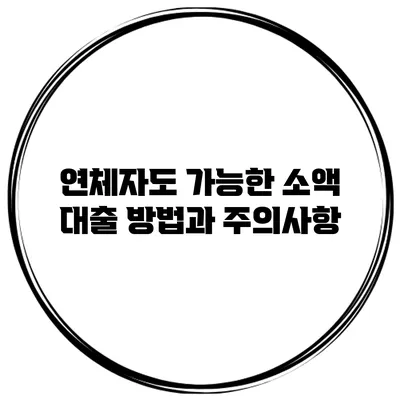 연체자도 가능한 소액 대출 방법과 주의사항