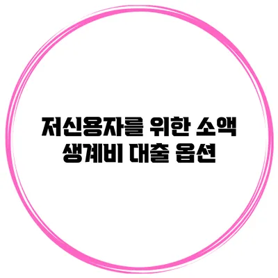 저신용자를 위한 소액 생계비 대출 옵션