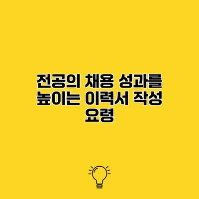 전공의 채용 성과를 높이는 이력서 작성 요령