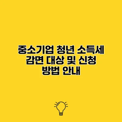 중소기업 청년 소득세 감면 대상 및 신청 방법 안내