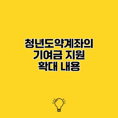 청년도약계좌의 기여금 지원 확대 내용