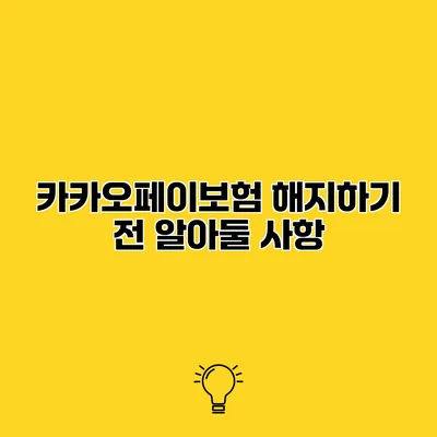 카카오페이보험 해지하기 전 알아둘 사항